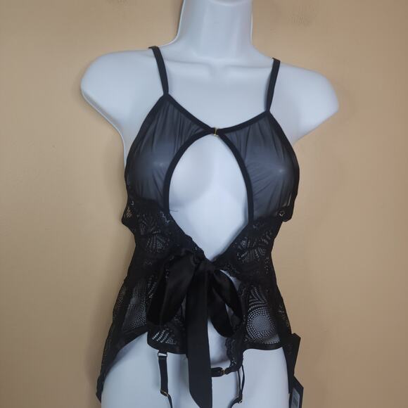 Fredericks Of Hollywood Brielle Babydoll LAce Sheer in Black Size L/XL - Picture 4 of 12